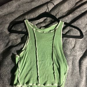 green ribbed crop top
